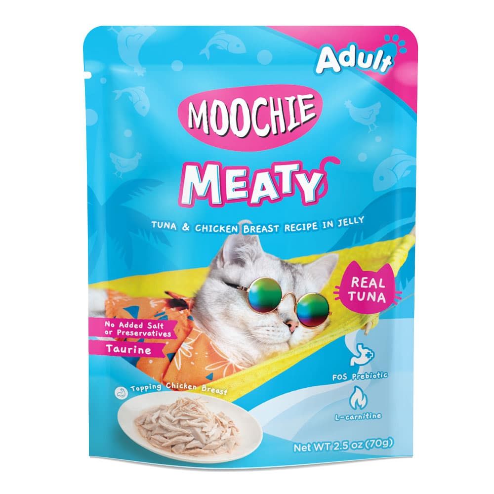 Moochie Meaty Tuna & Chicken Breast Recipe in Jelly Adult Wet Cat Food 70g Pouch