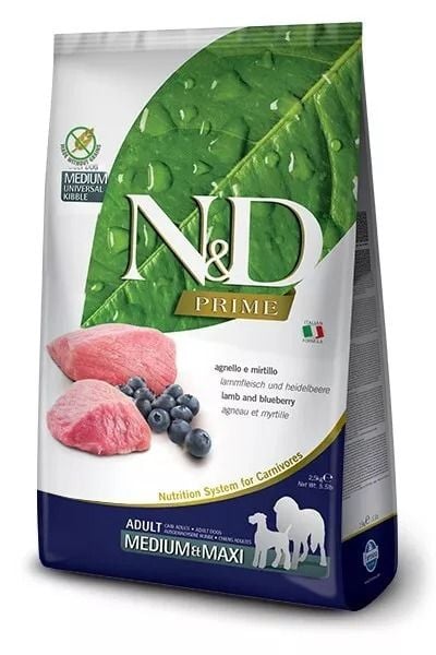 Farmina N&D Prime Lamb & Blueberry Recipe Medium & Maxi Adult Dry Dog Food