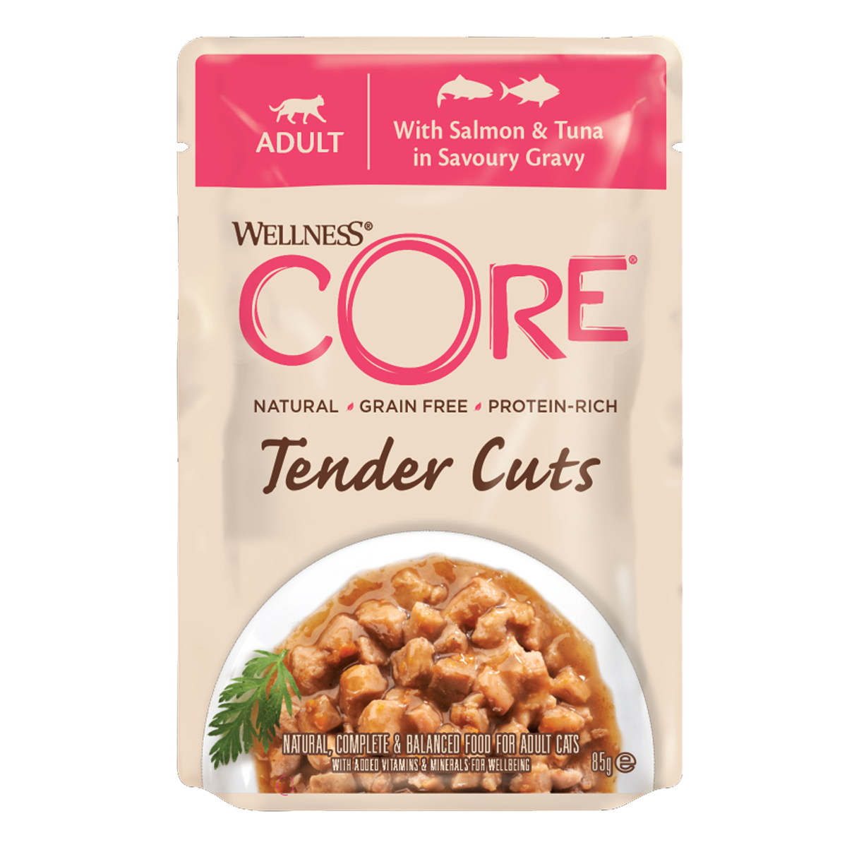 Wellness CORE Tender Cuts With Salmon & Tuna in Savoury Gravy Adult Wet Cat Food 85g
