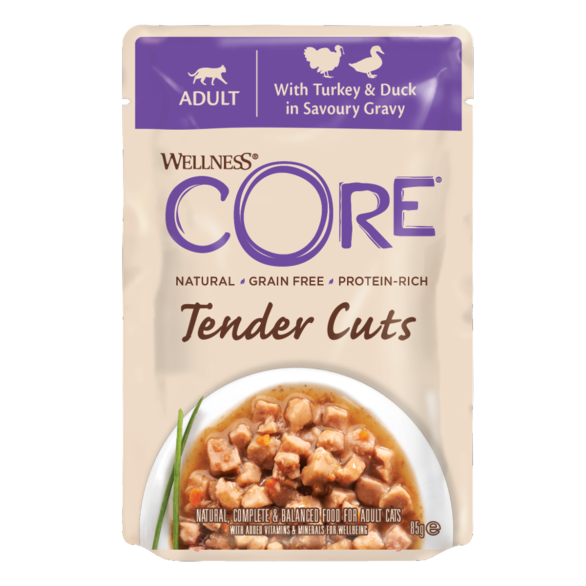 Wellness Core Tender Cuts with Turkey & Duck in Savoury Gravy Adult Wet Cat Food 85g