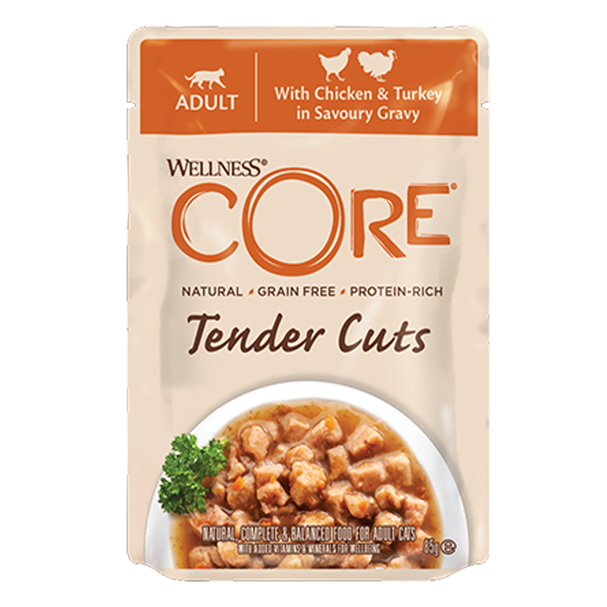 Wellness Core Tender Cuts with Chicken & Turkey in Savoury Gravy Adult Wet Cat Food 85g