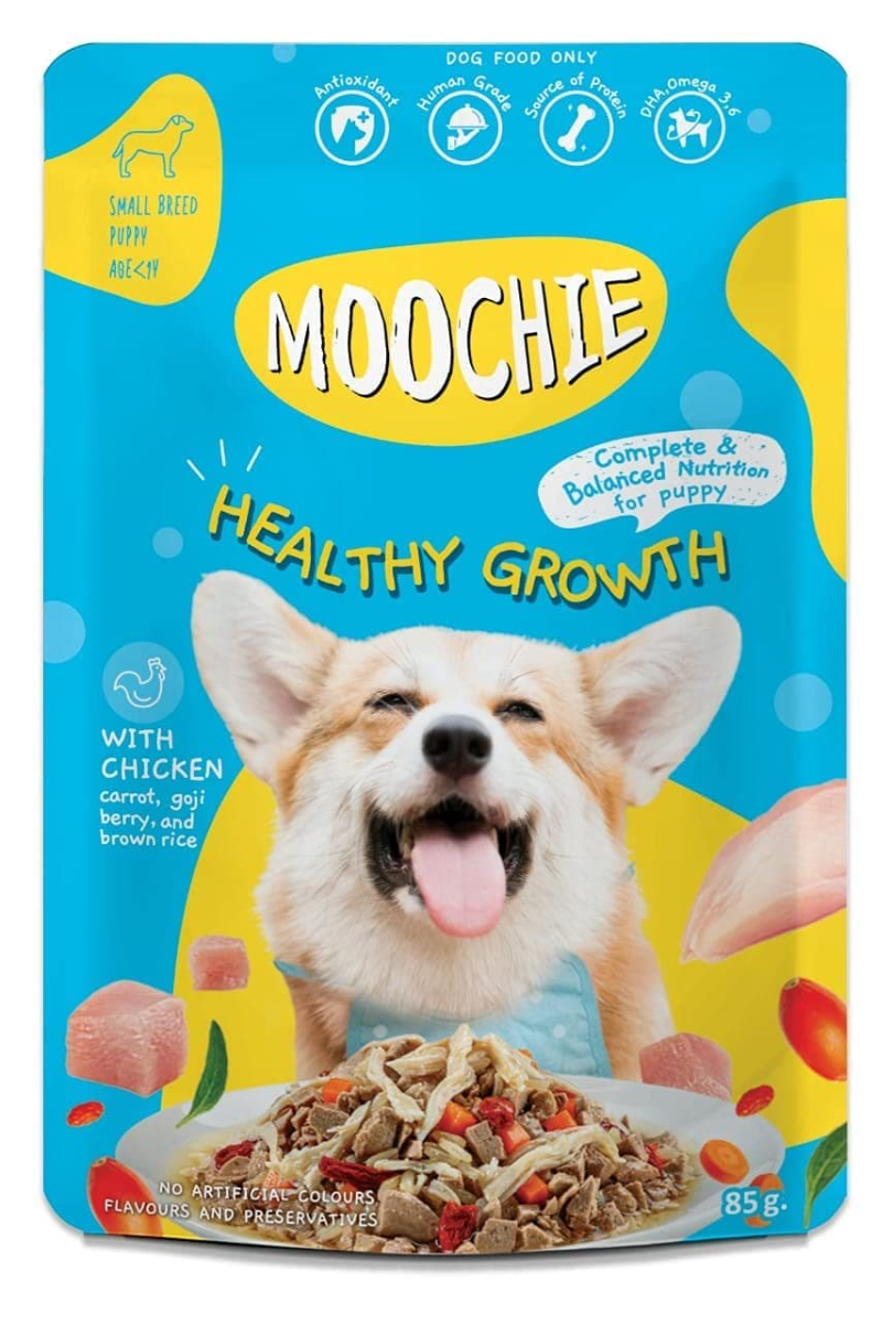 Moochie Healthy Growth with Chicken Puppy Casserole Wet Dog Food 85g Pouch