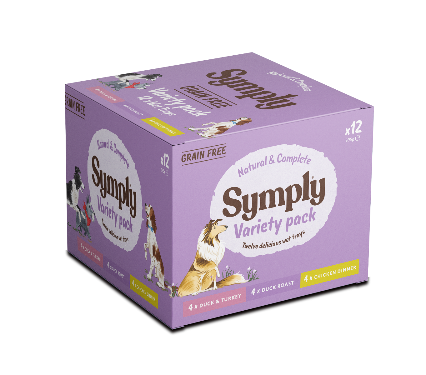 Symply Duck & Turkey, Duck Roast, Chicken Dinner Variety Pack Wet Dog Food 12 x 395g