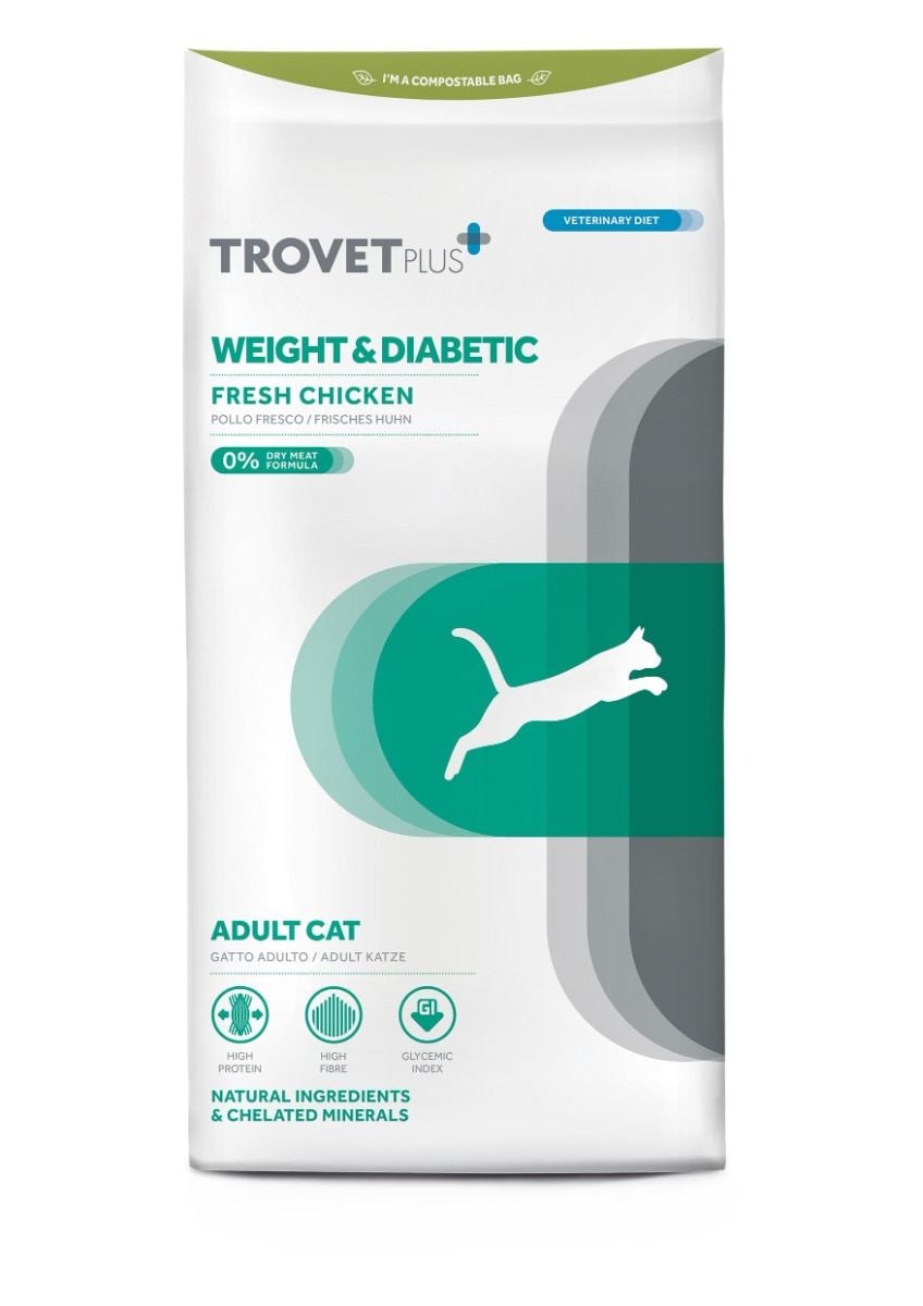 Trovet Plus Weight & Diabetes Fresh Chicken Veterinary Diets Adult Dry Cat Food