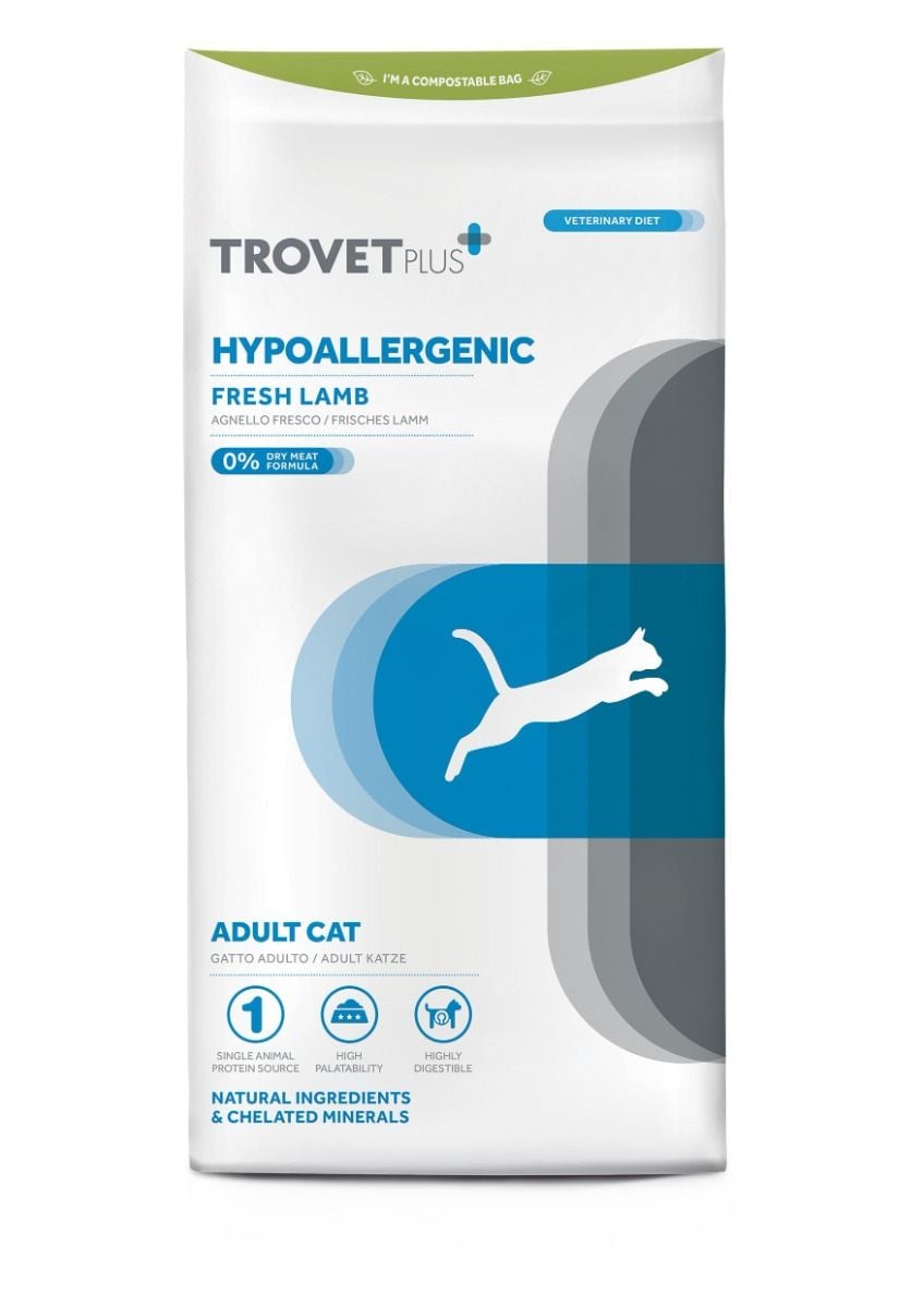 Trovet Plus Hypoallergenic Fresh Lamb Veterinary Diets Adult Dry Cat Food