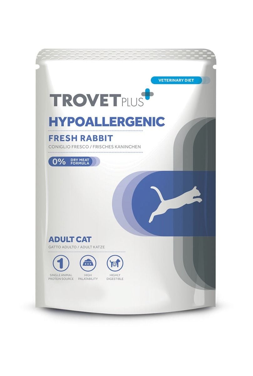 Trovet Plus Hypoallergenic Fresh Rabbit Veterinary Diets Adult Wet Cat Food 85g Pouch