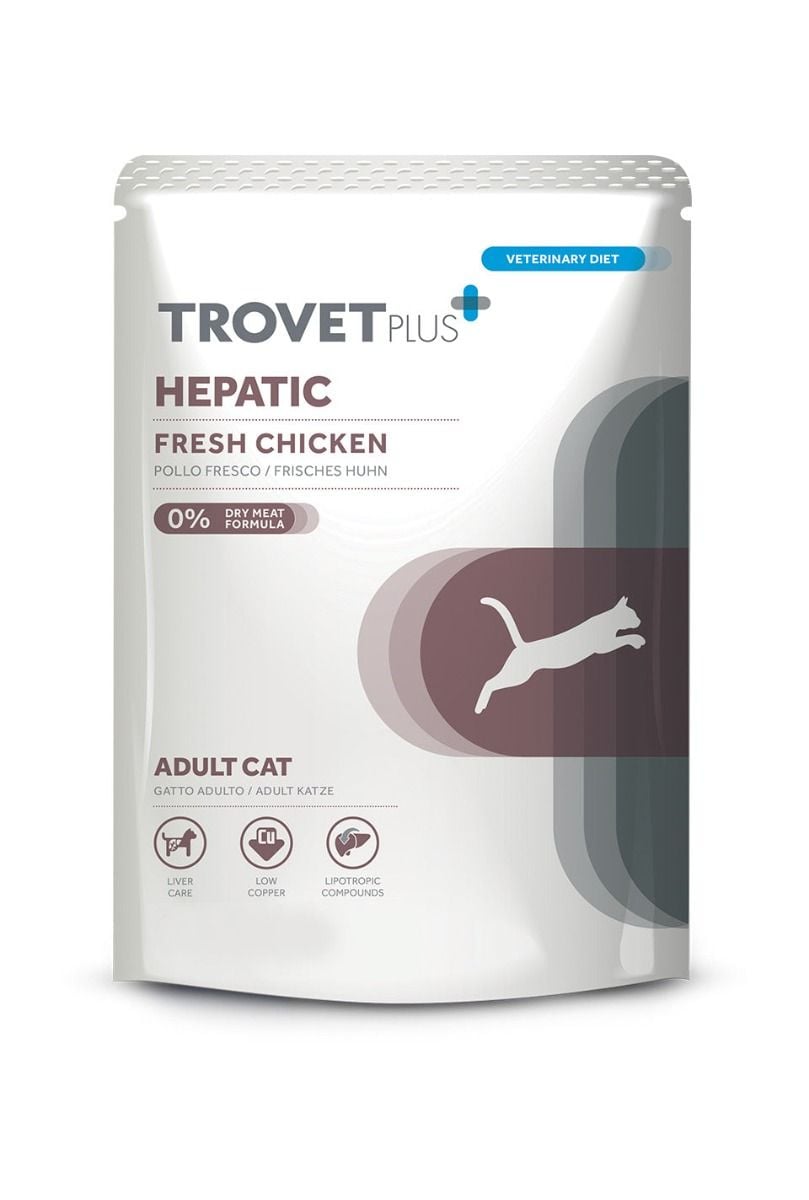 Trovet Plus Hepatic Fresh Chicken Veterinary Diets Adult Wet Cat Food 85g Pouch