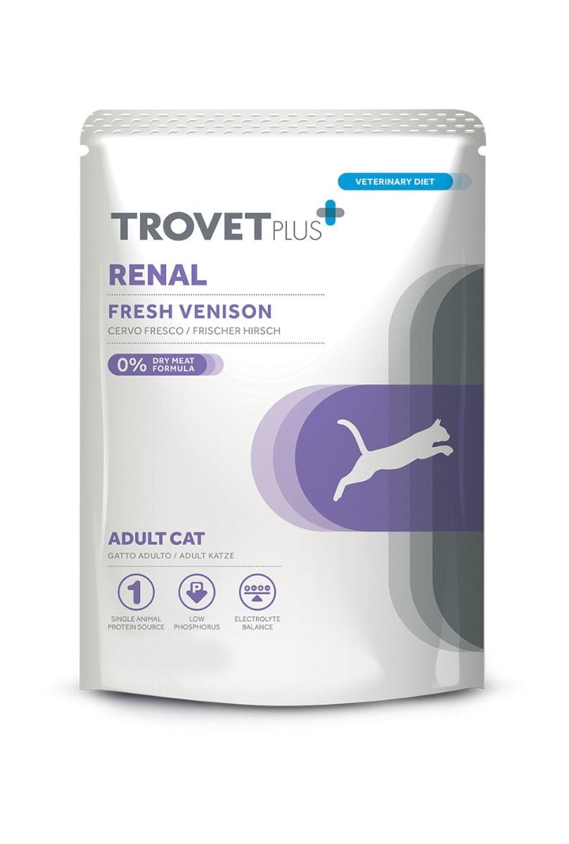 Trovet Plus Renal Fresh Venison Veterinary Diets Adult Wet Cat Food 85g Pouch
