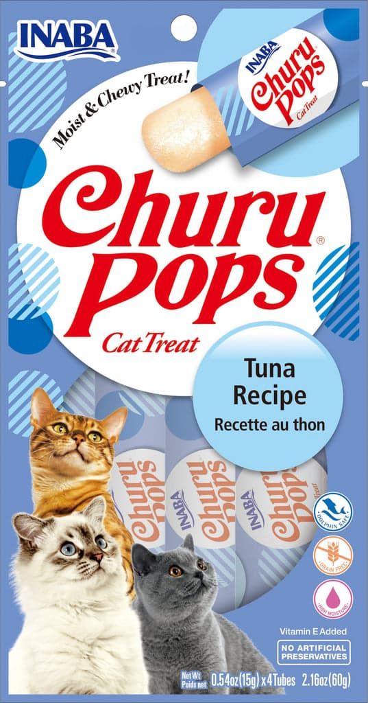INABA Churu Pops Tuna Recipe Cat Treats 4 x 15g